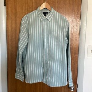 Lands End sail rigger oxford ocbd mint green stripe